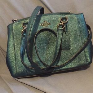Coach bag and purse. Metallic teal